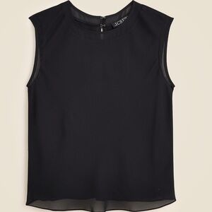 J Crew Shell Top in Viscose Chiffon Sheer Trim XS Black CN513 Sold Out